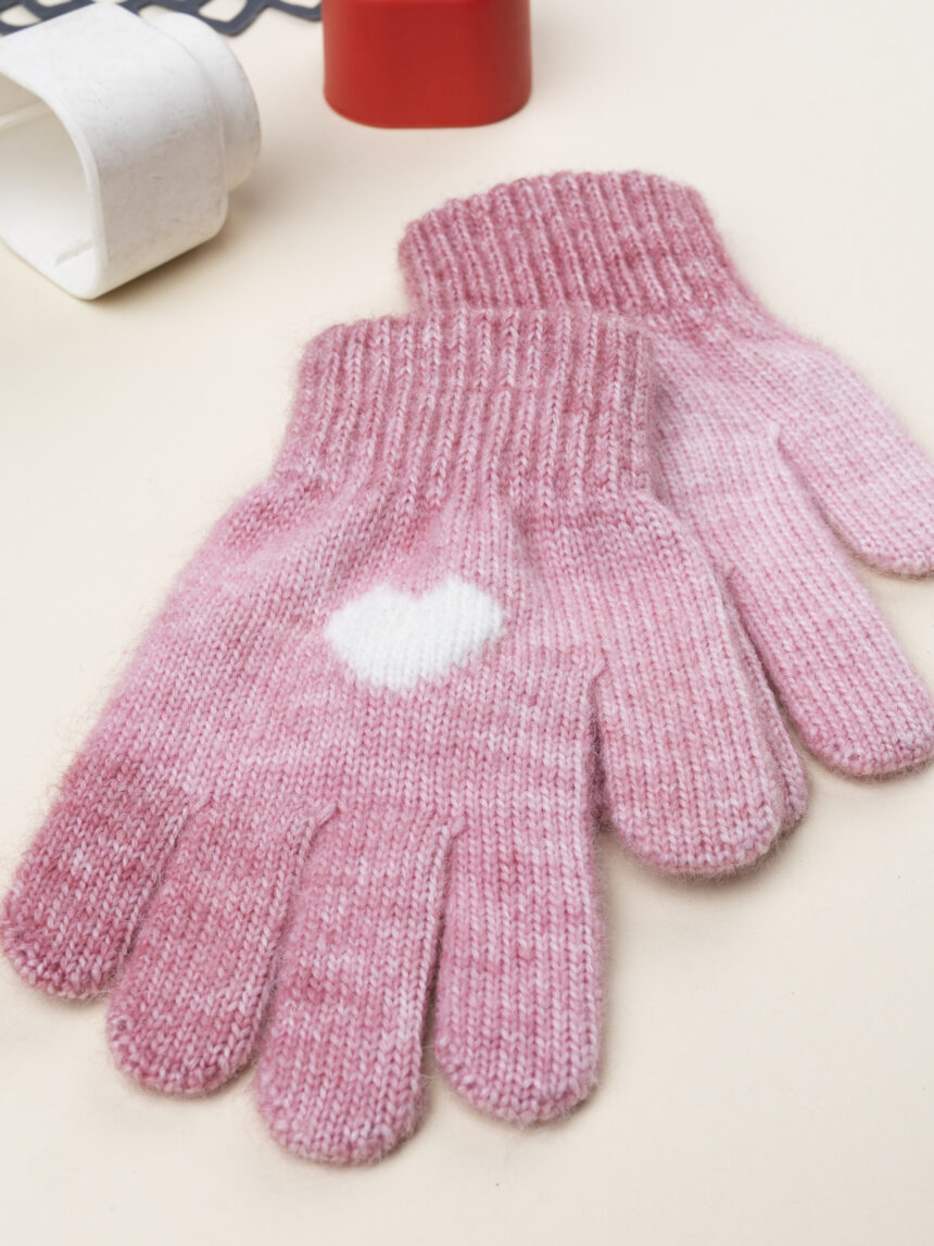 παιδικά γάντια ροζ με καρδούλα για κορίτσι - Prénatal