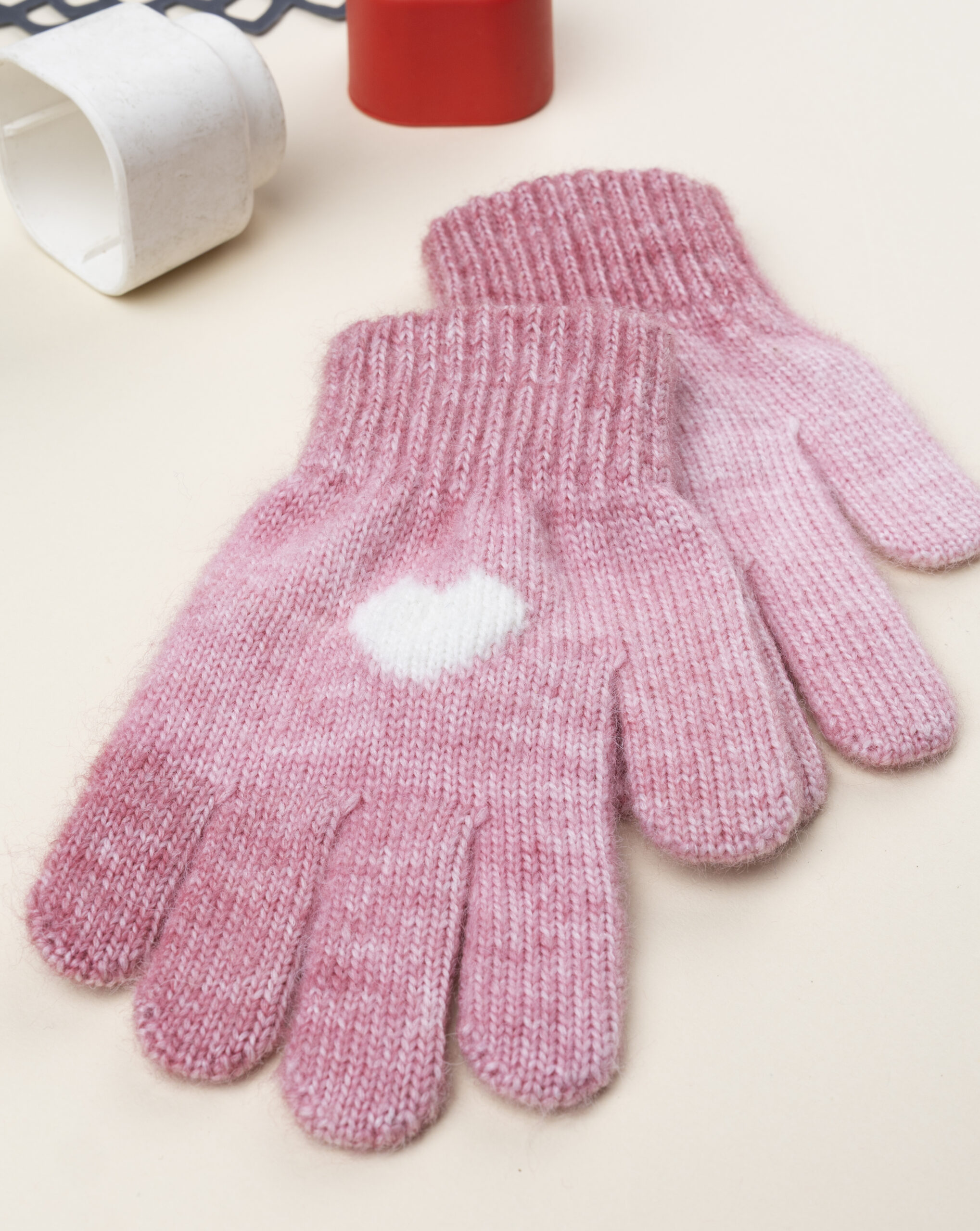 παιδικά γάντια ροζ με καρδούλα για κορίτσι - Prénatal