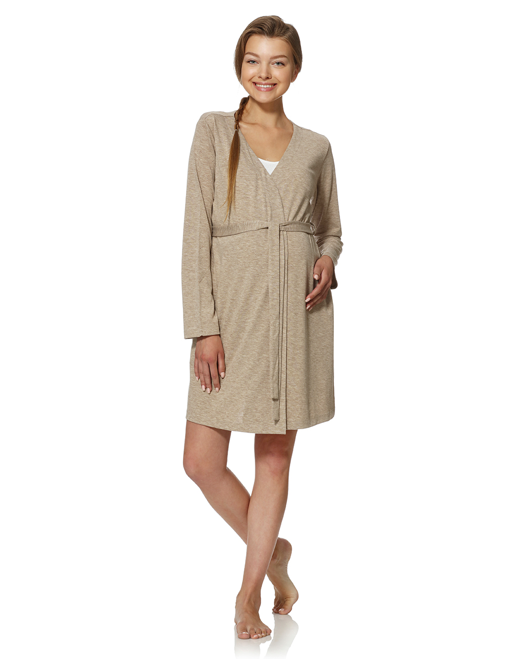 γυναικεία ρόμπα εγκυμοσύνης/θηλασμού μπεζ