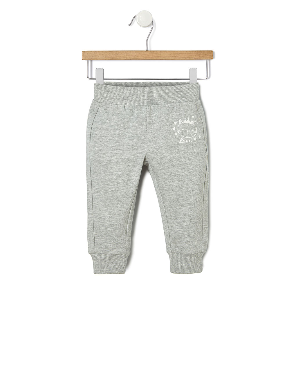 βρεφικό παντελόνι φούτερ γκρι με γατάκι για κορίτσι