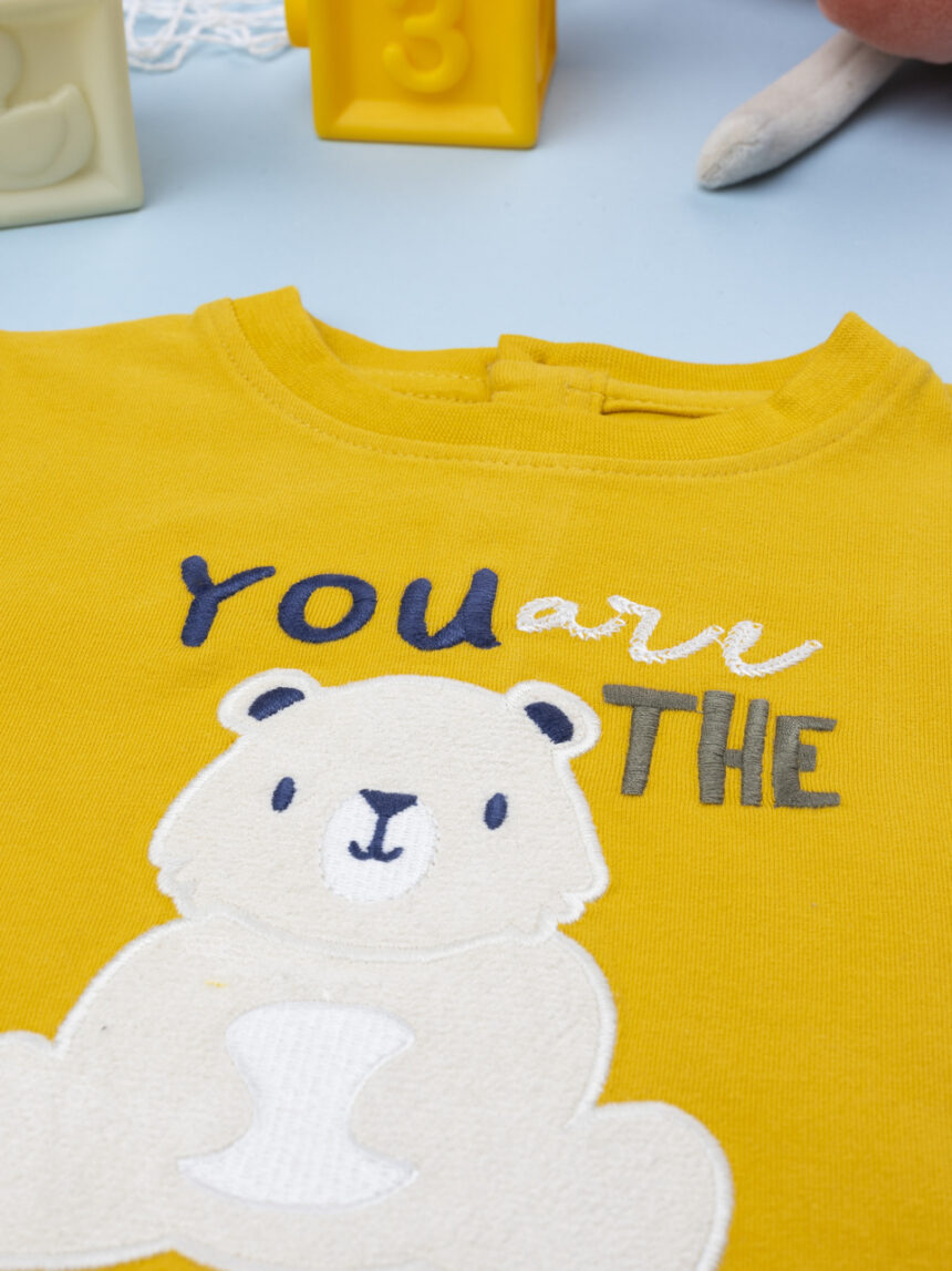 βρεφική μπλούζα κίτρινη με αρκουδάκι για αγόρι - Prénatal