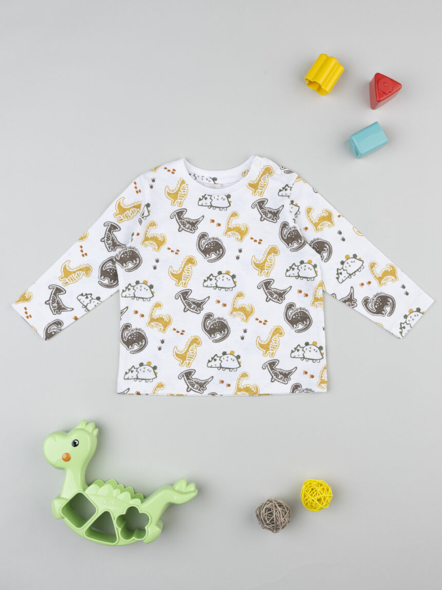 βρεφική μπλούζα λευκή με δεινόσαυρους για αγόρι - Prénatal