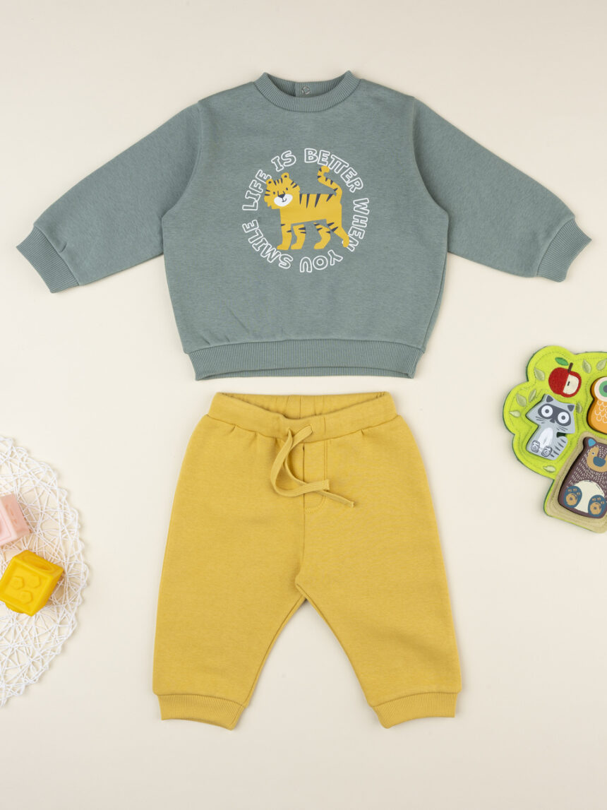 βρεφικό σετ μπλούζα φούτερ και φόρμα με τιγράκι για αγόρι - Prénatal