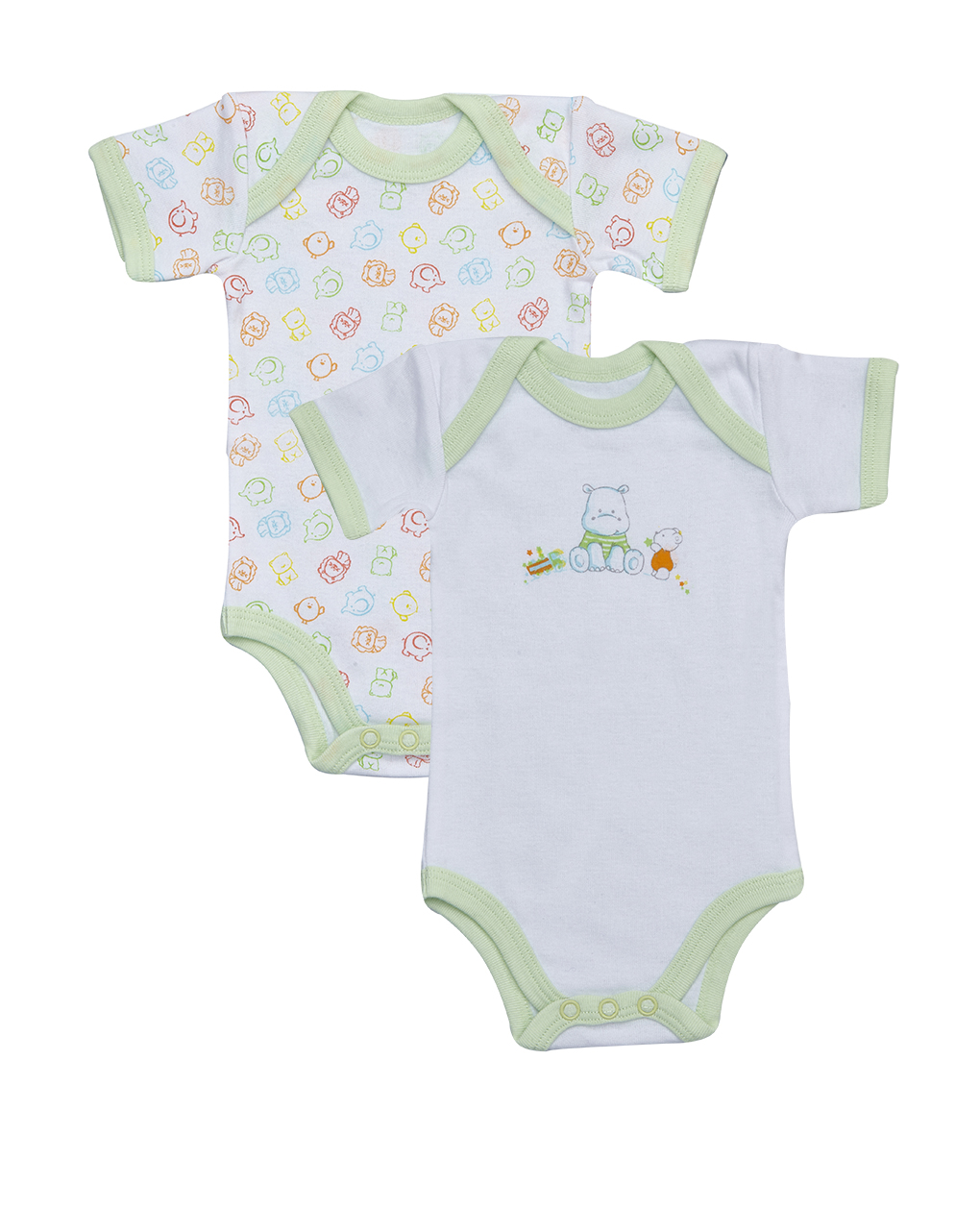 βρεφικά κορμάκια πακέτο x2 λευκά με ζωάκια unisex