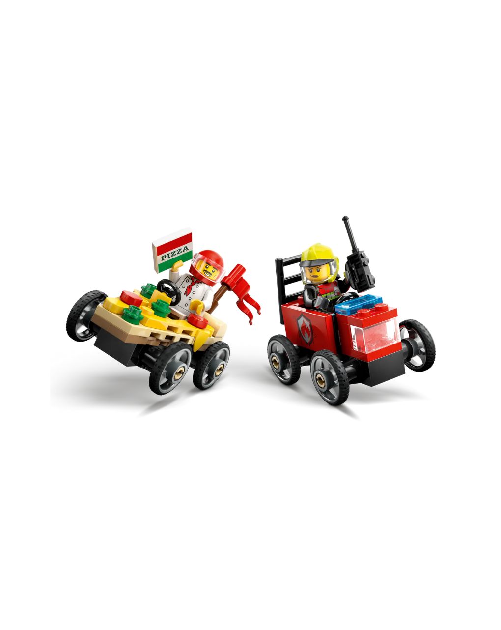 Lego city pizza vs. fire truck race car 60458 - Lego