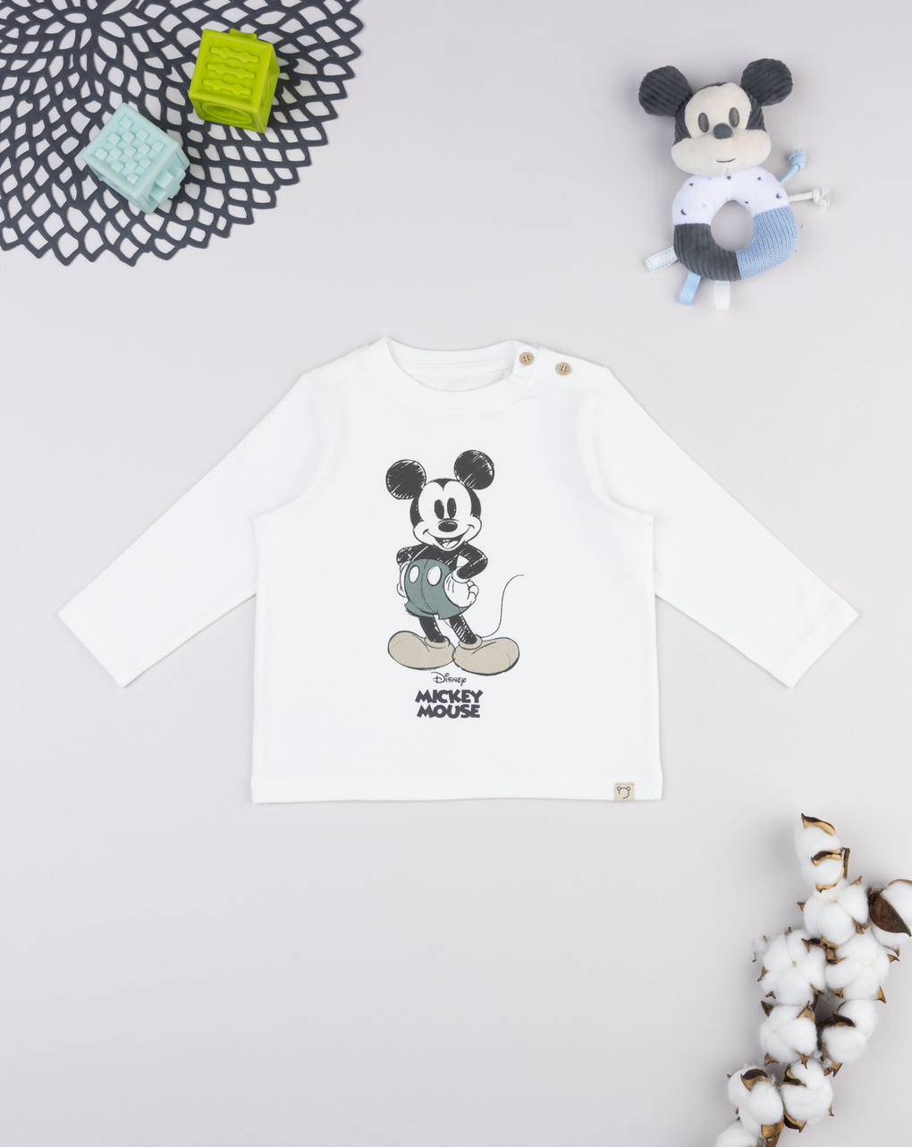 βρεφική μπλούζα λευκή mickey για αγόρι
