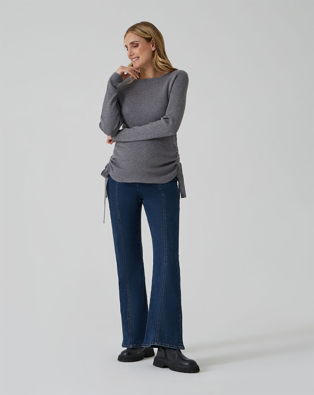 γυναικείο τζιν παντελόνι εγκυμοσύνης μπλε καμπάνα - Prénatal