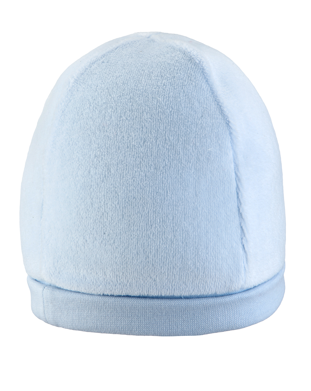 βρεφικό σκουφάκι σενίλ γαλάζιο για αγόρι