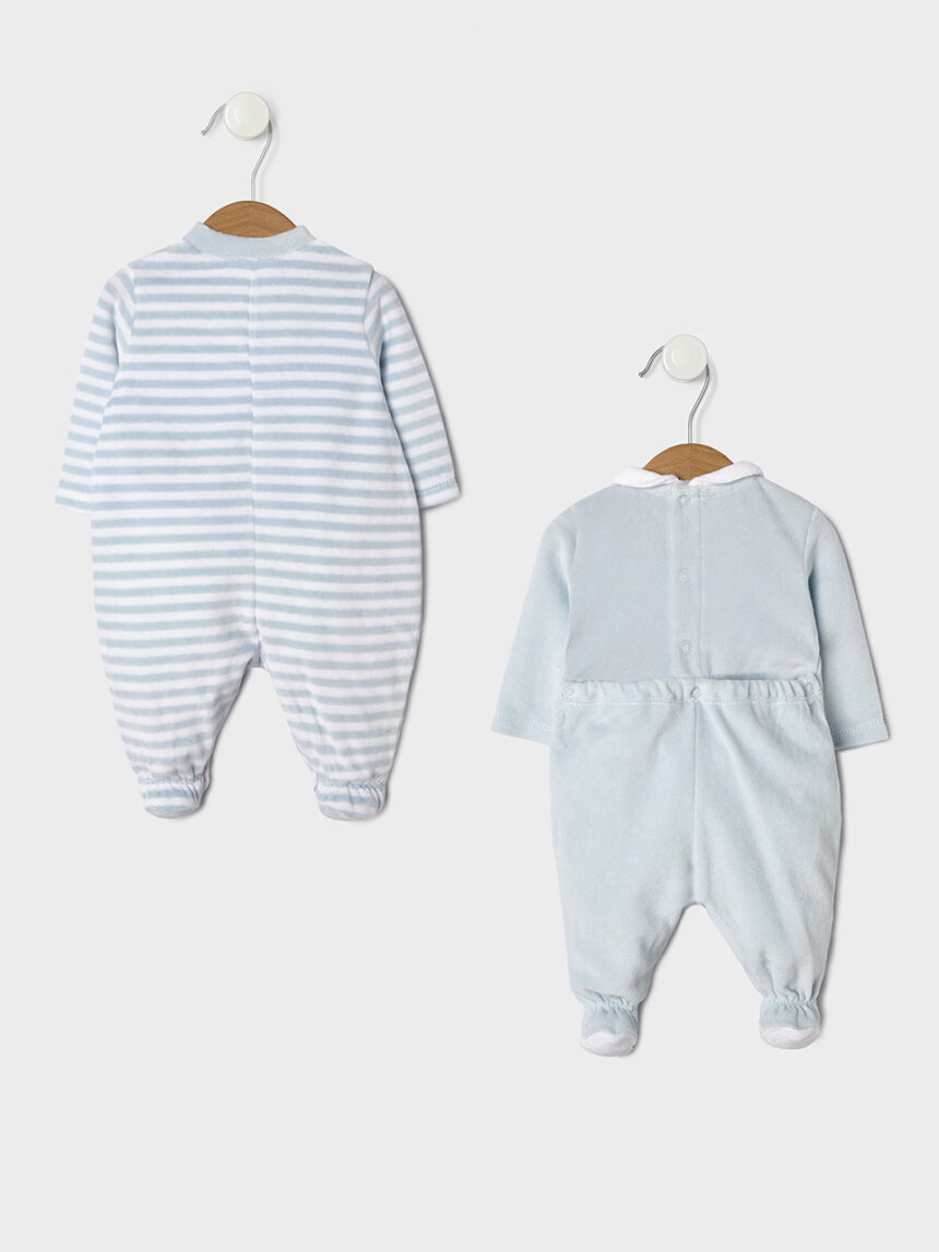 βρεφικά φορμάκια σενίλ πακέτο x2 ριγέ/αρκουδάκια για αγόρι - Prénatal