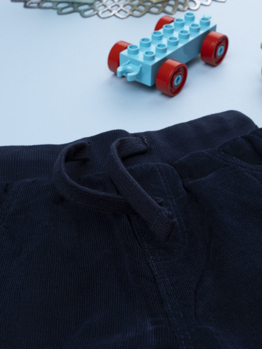 βρεφικό παντελόνι κοτλέ μπλε με σκυλάκι για αγόρι - Prénatal