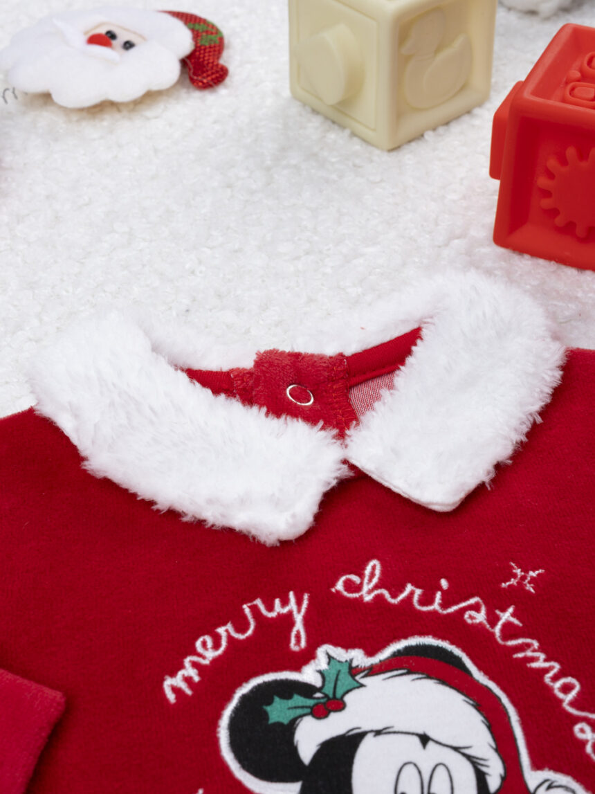 βρεφικό χριστουγεννιάτικο φορμάκι κόκκινο mickey για αγόρι - Prénatal