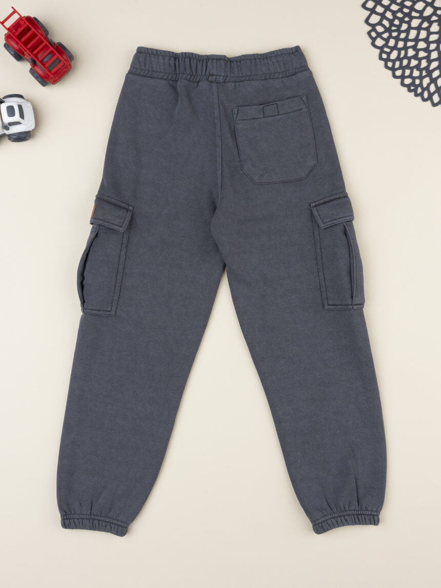 παιδικό παντελόνι φόρμας cargo ανθρακί dino για αγόρι - Prénatal