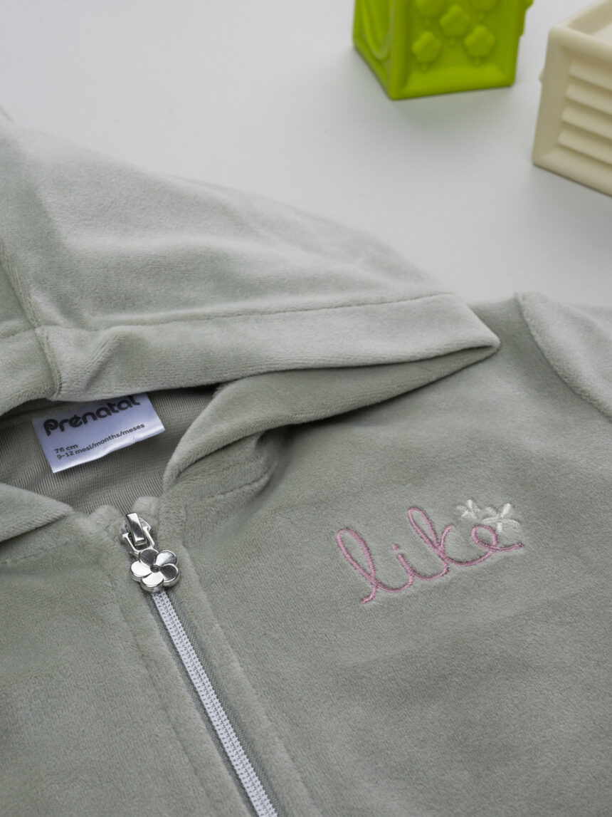 βρεφική ζακέτα σενίλ λαδί like για κορίτσι - Prénatal