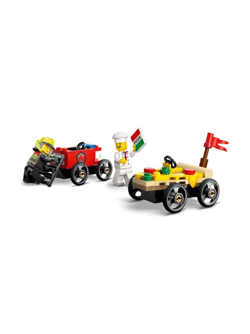 Lego city pizza vs. fire truck race car 60458 - Lego