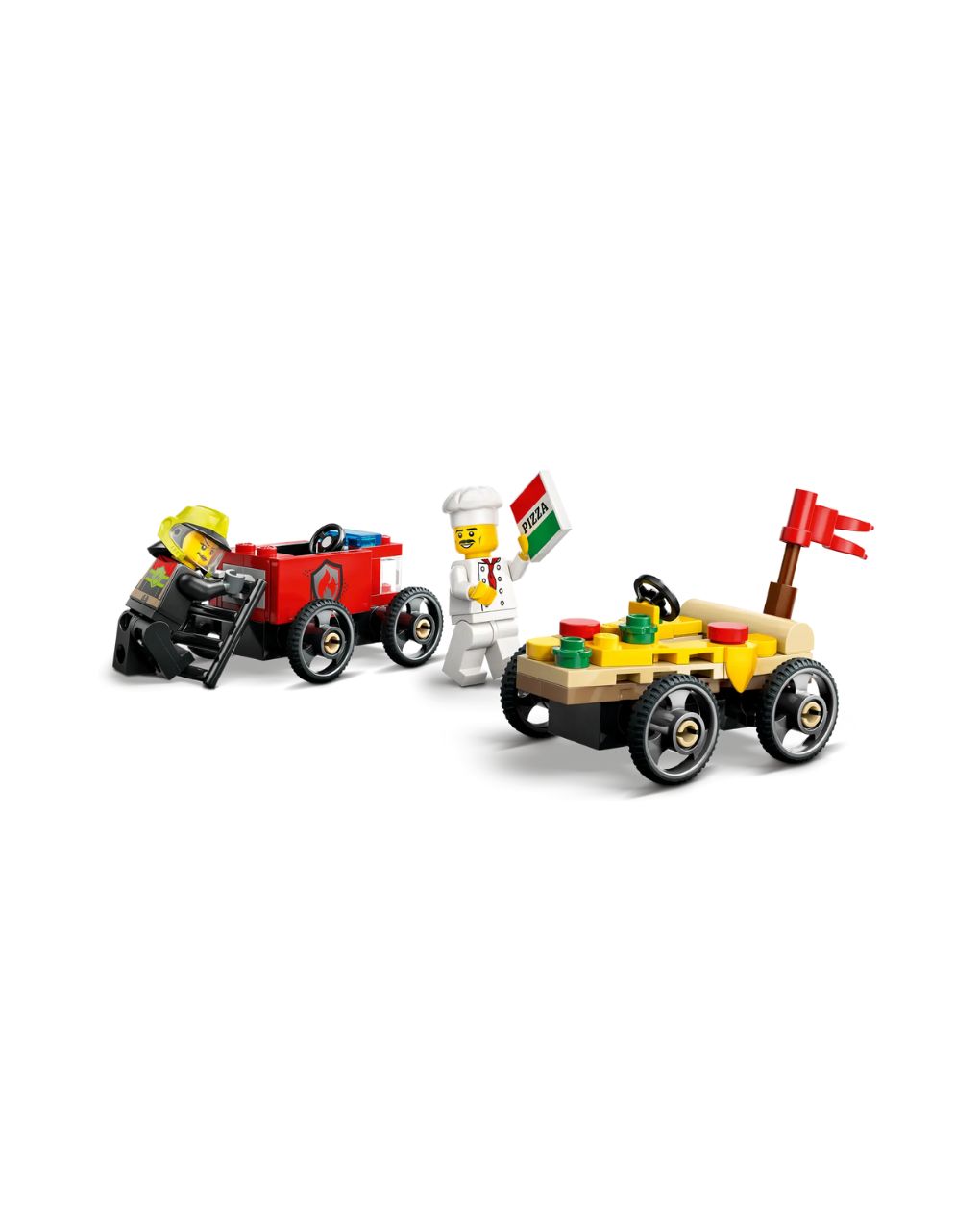 Lego city pizza vs. fire truck race car 60458 - Lego