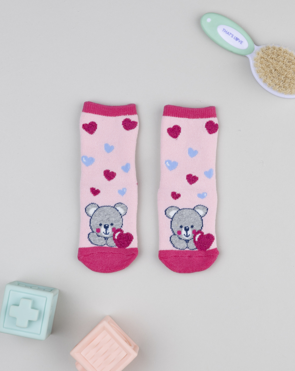 βρεφικές αντιολισθητικές κάλτσες με αρκουδάκια για κορίτσι