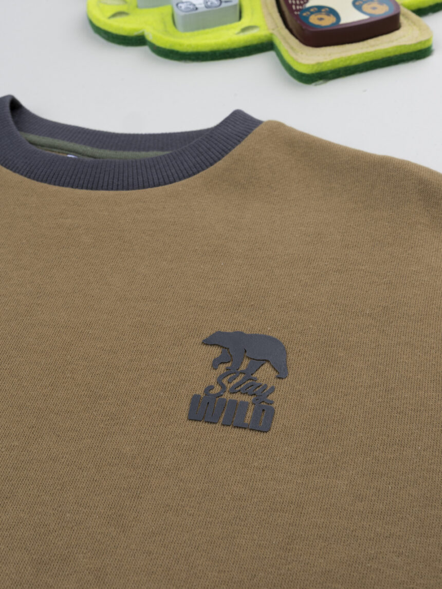 παιδική μπλούζα φούτερ καφέ stay wild για αγόρι - Prénatal