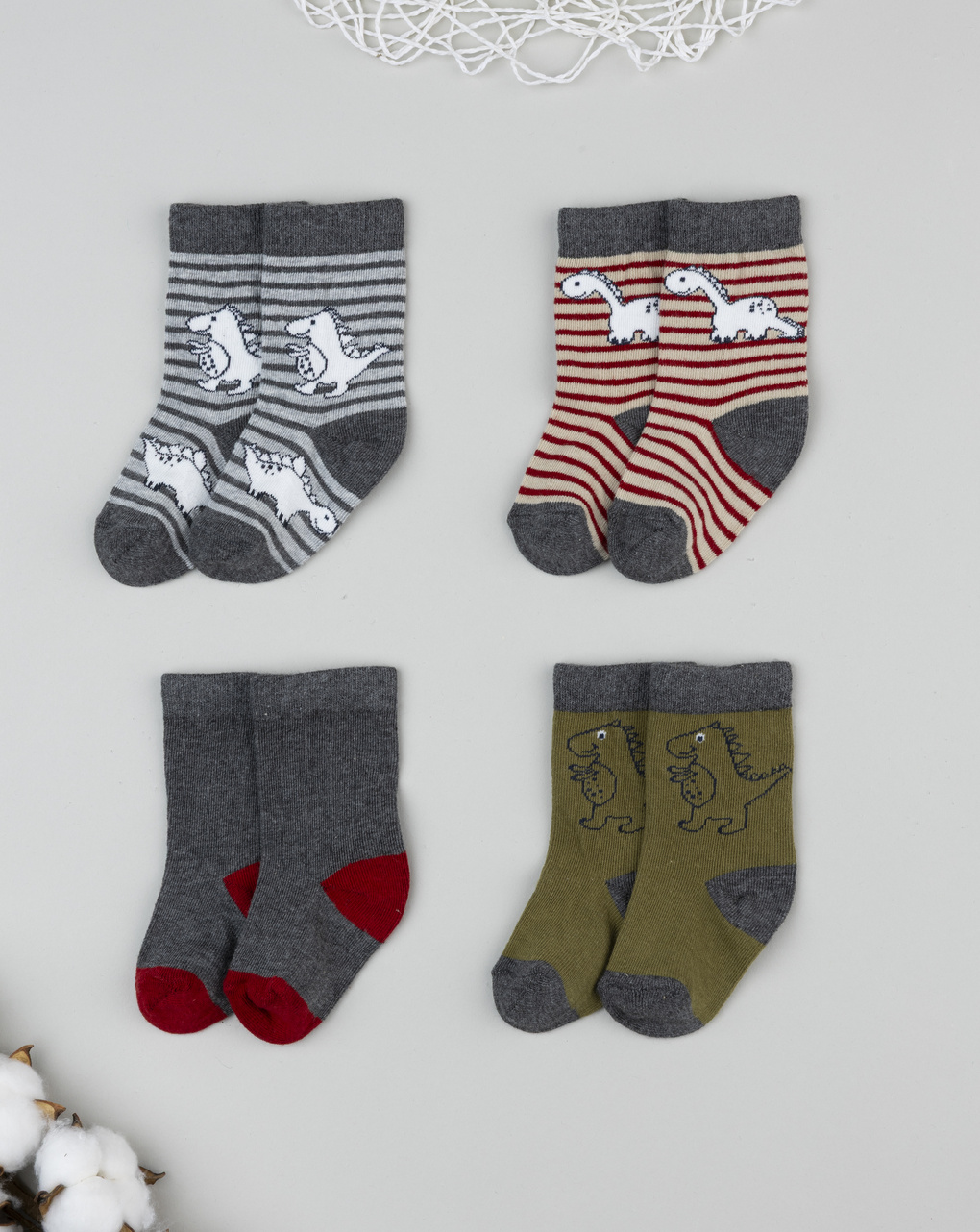 βρεφικά καλτσάκια πακέτο x4 με δεινόσαυρους για αγόρι - Prénatal