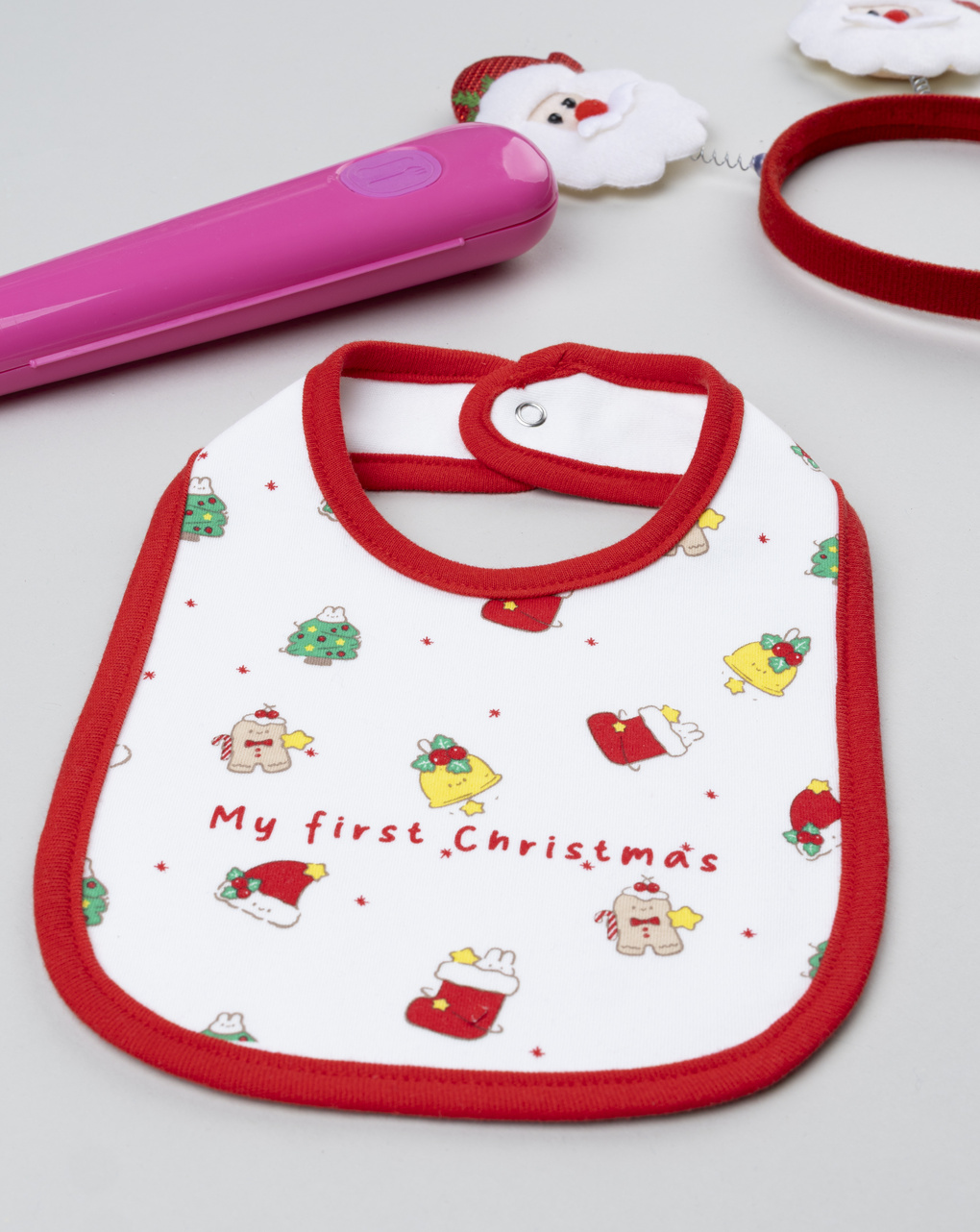 βρεφική χριστουγεννιάτικη σαλιάρα λευκή my first christmas unisex - Prénatal