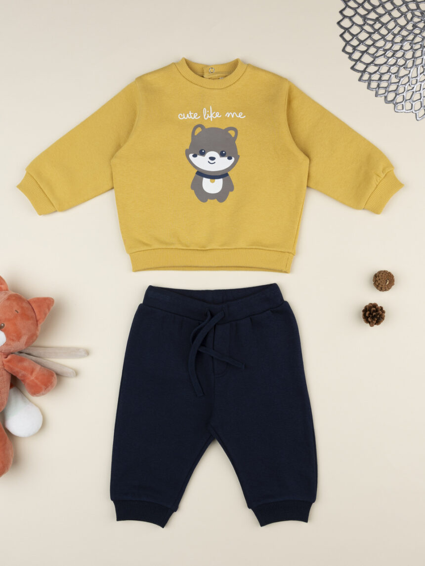 βρεφικό σετ μπλούζα φούτερ και φόρμα με σκυλάκι για αγόρι - Prénatal