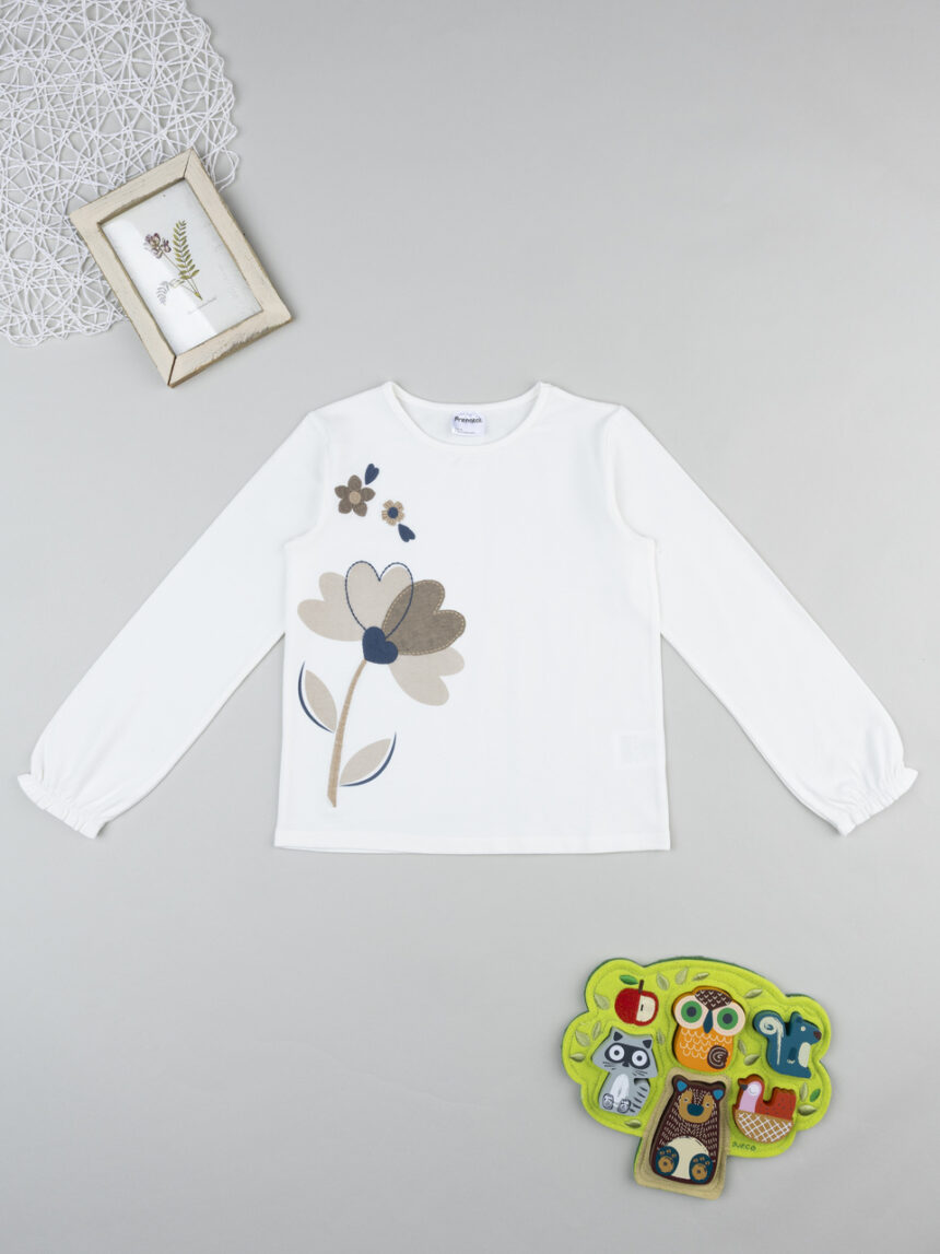 παιδική μπλούζα λευκή με λουλούδια για κορίτσι - Prénatal