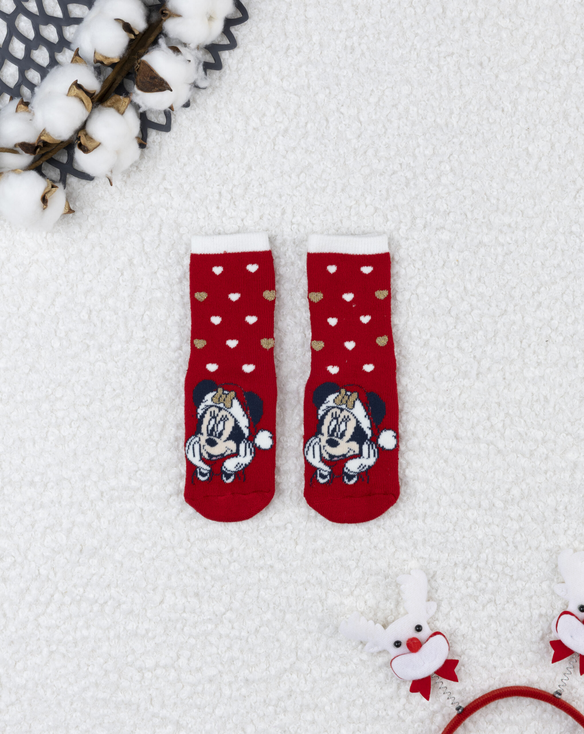 βρεφικές χριστουγεννιάτικες αντιολισθητικές κάλτσες minnie για κορίτσι
