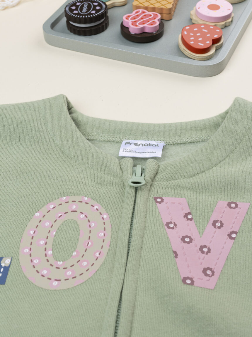 παιδική ζακέτα φούτερ φιστικί love για κορίτσι - Prénatal