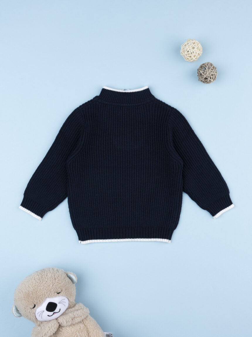 βρεφικό πουλόβερ μπλε με σκυλάκι για αγόρι - Prénatal
