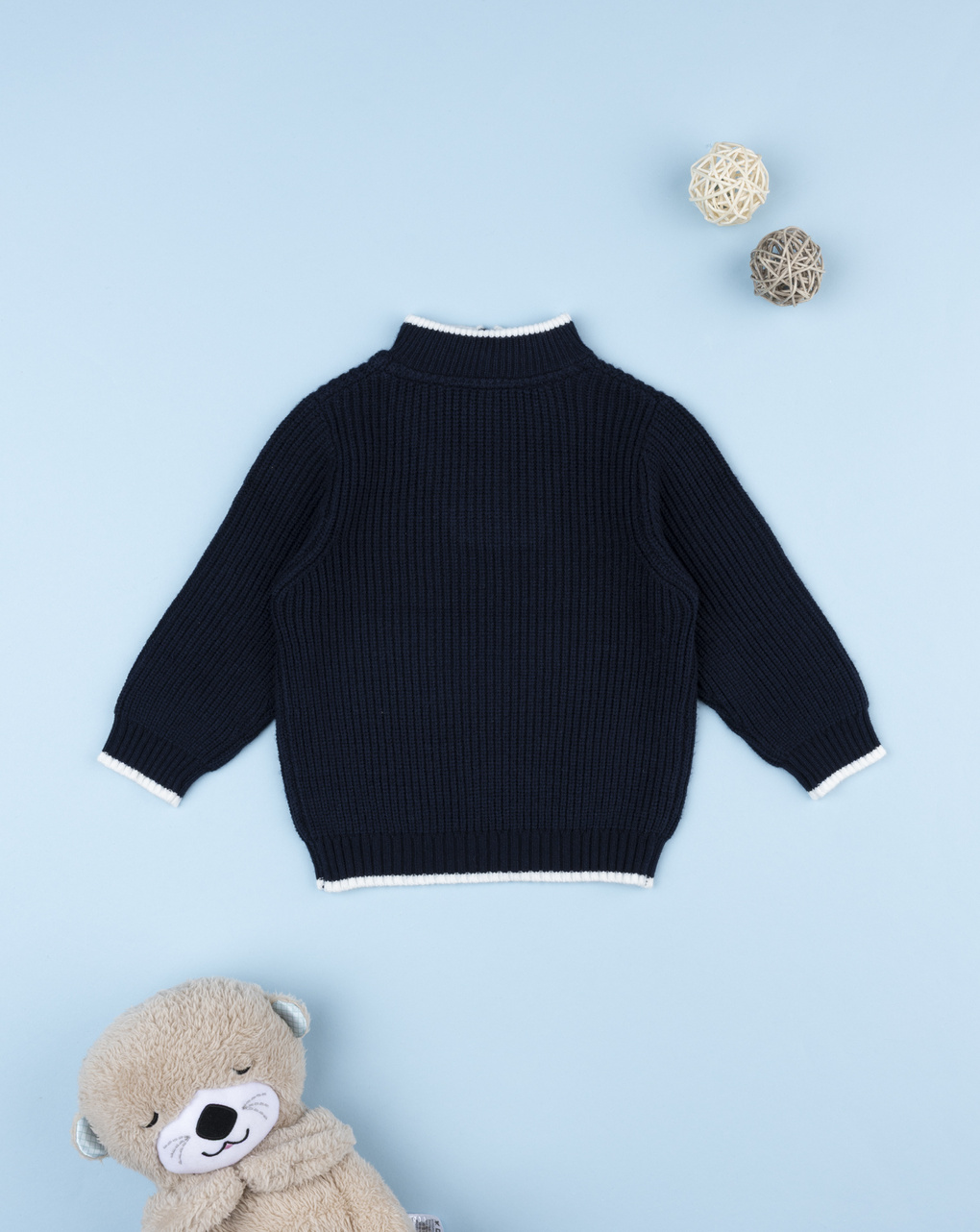 βρεφικό πουλόβερ μπλε με σκυλάκι για αγόρι - Prénatal