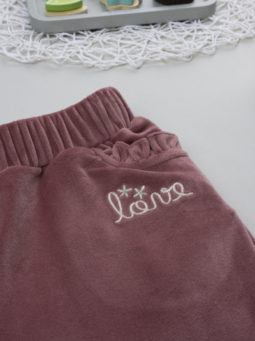 βρεφικό παντελόνι φόρμας σενίλ σάπιο μήλο love για κορίτσι - Prénatal