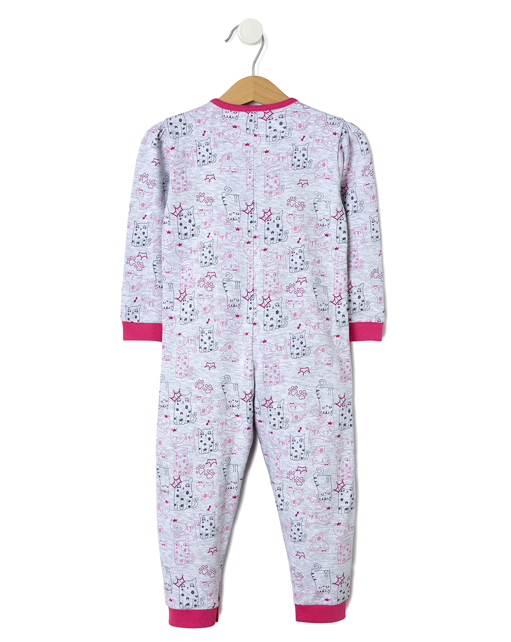 βρεφική ολόσωμη πιτζάμα γκρι με γατάκια για κορίτσι - Prénatal