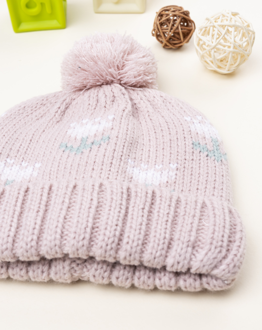 βρεφικό σκουφάκι ροζ με λουλούδια για κορίτσι - Prénatal