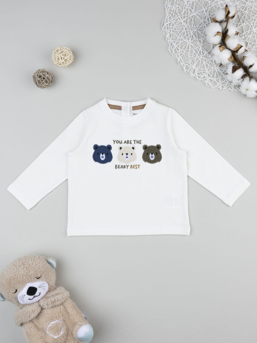 βρεφική μπλούζα λευκή με αρκουδάκια για αγόρι - Prénatal