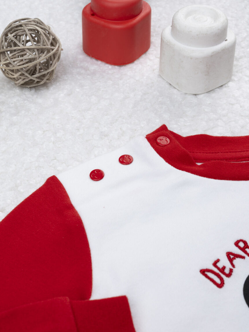 βρεφική χριστουγεννιάτικη πιτζάμα λευκή/κόκκινη mickey για αγόρι - Prénatal