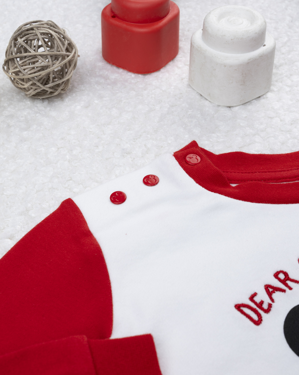 βρεφική χριστουγεννιάτικη πιτζάμα λευκή/κόκκινη mickey για αγόρι - Prénatal