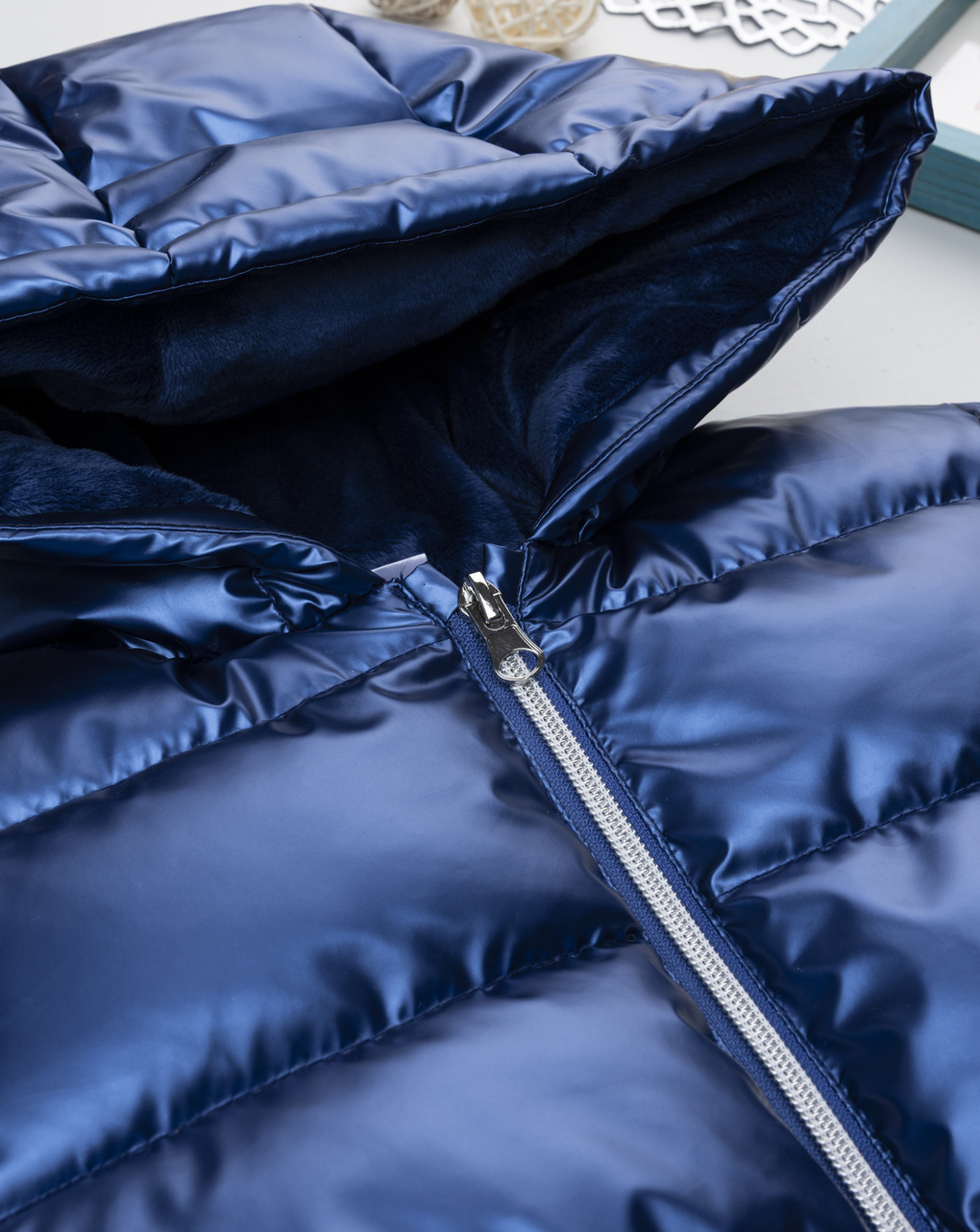 παιδικό μπουφάν puffer μπλε metallic για κορίτσι - Prénatal