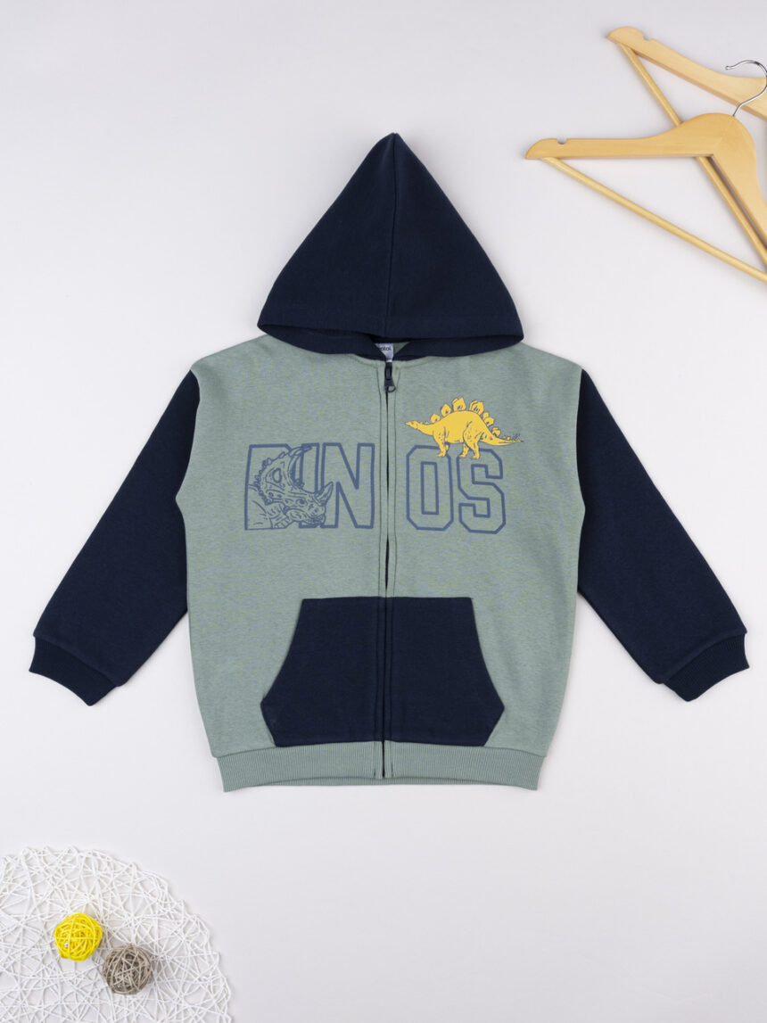 παιδική ζακέτα φούτερ χακί dinos για αγόρι - Prénatal