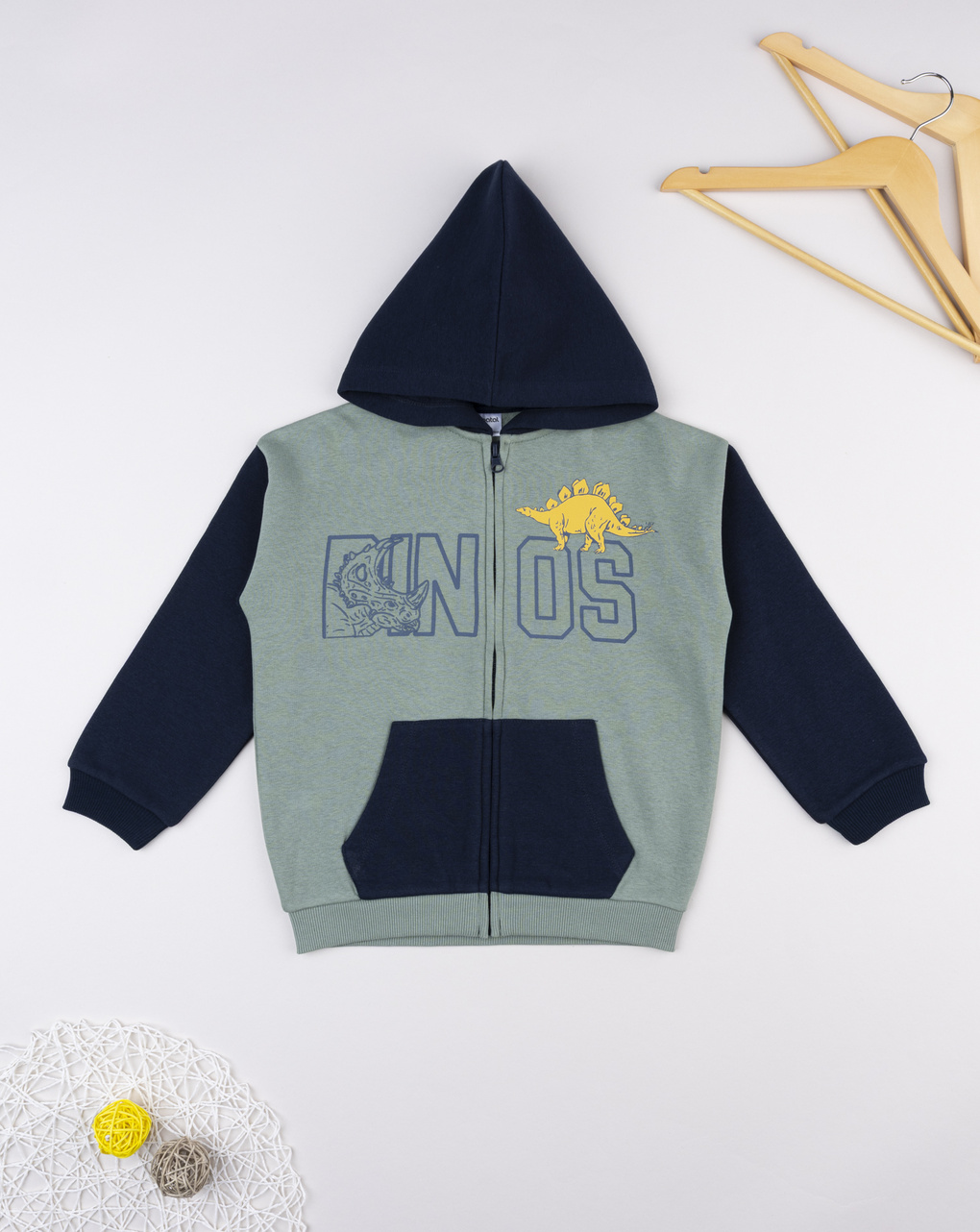 παιδική ζακέτα φούτερ χακί dinos για αγόρι
