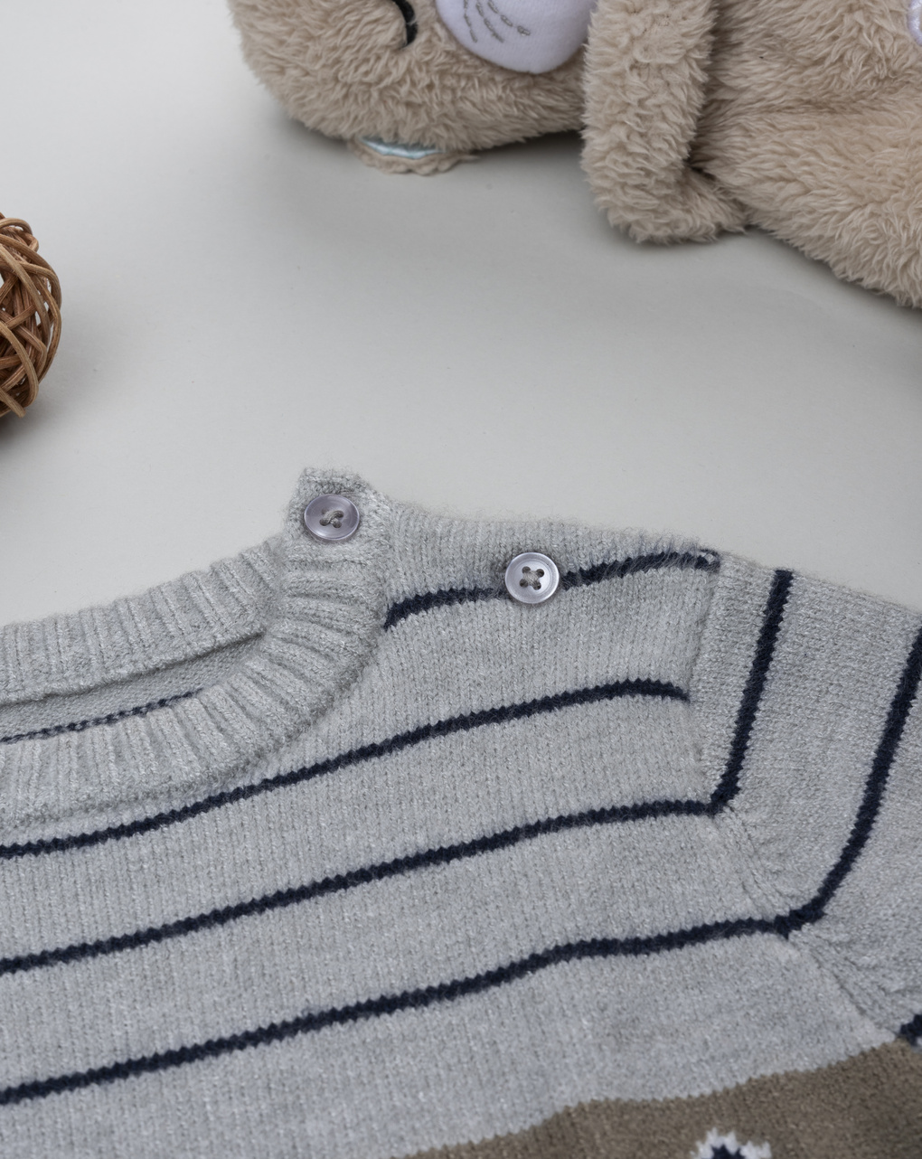 βρεφικό πουλόβερ γκρι με σκυλάκια για αγόρι - Prénatal