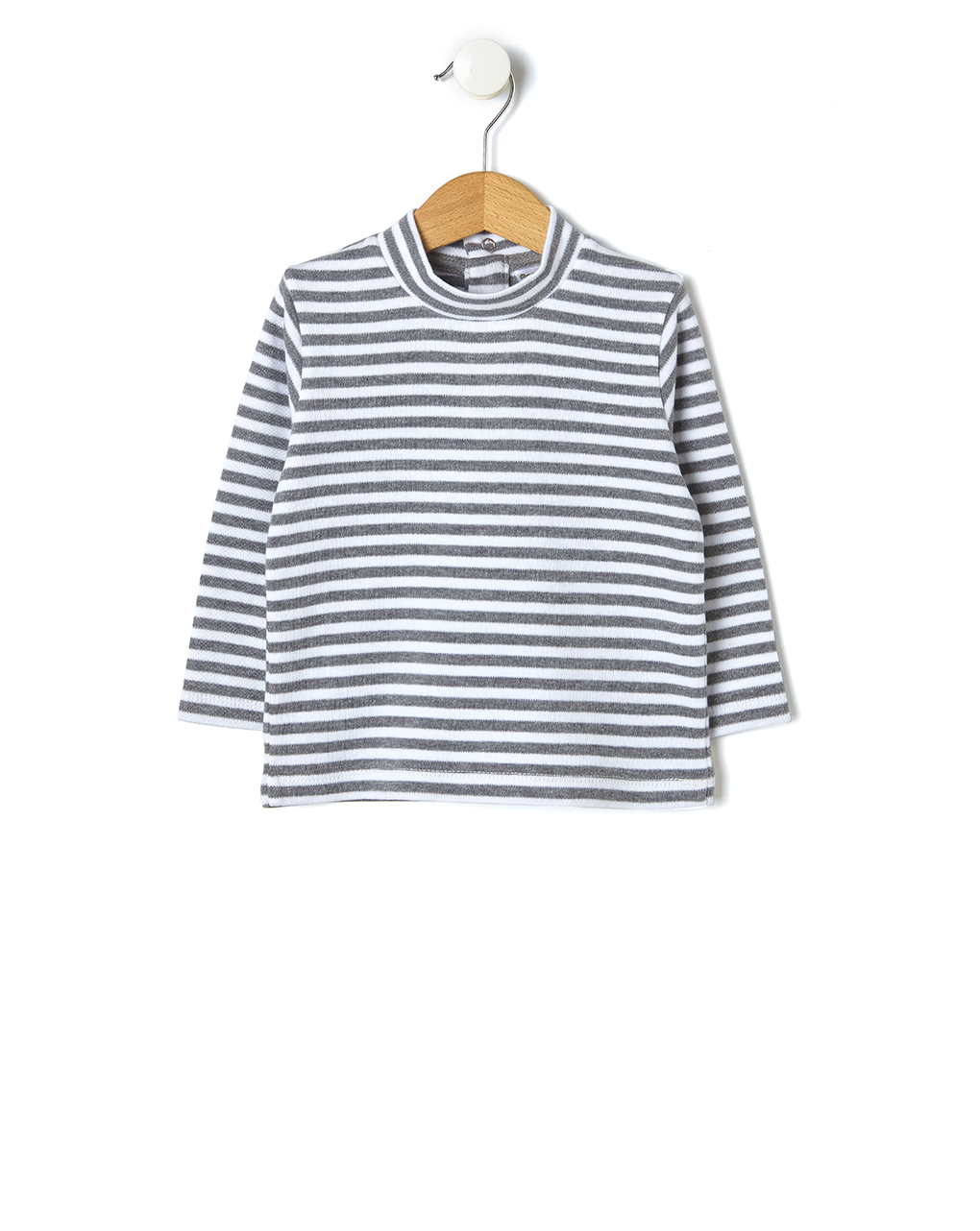 βρεφική μπλούζα γκρι/λευκή ριγέ για αγόρι