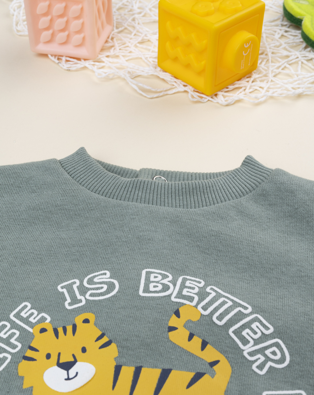 βρεφικό σετ μπλούζα φούτερ και φόρμα με τιγράκι για αγόρι - Prénatal