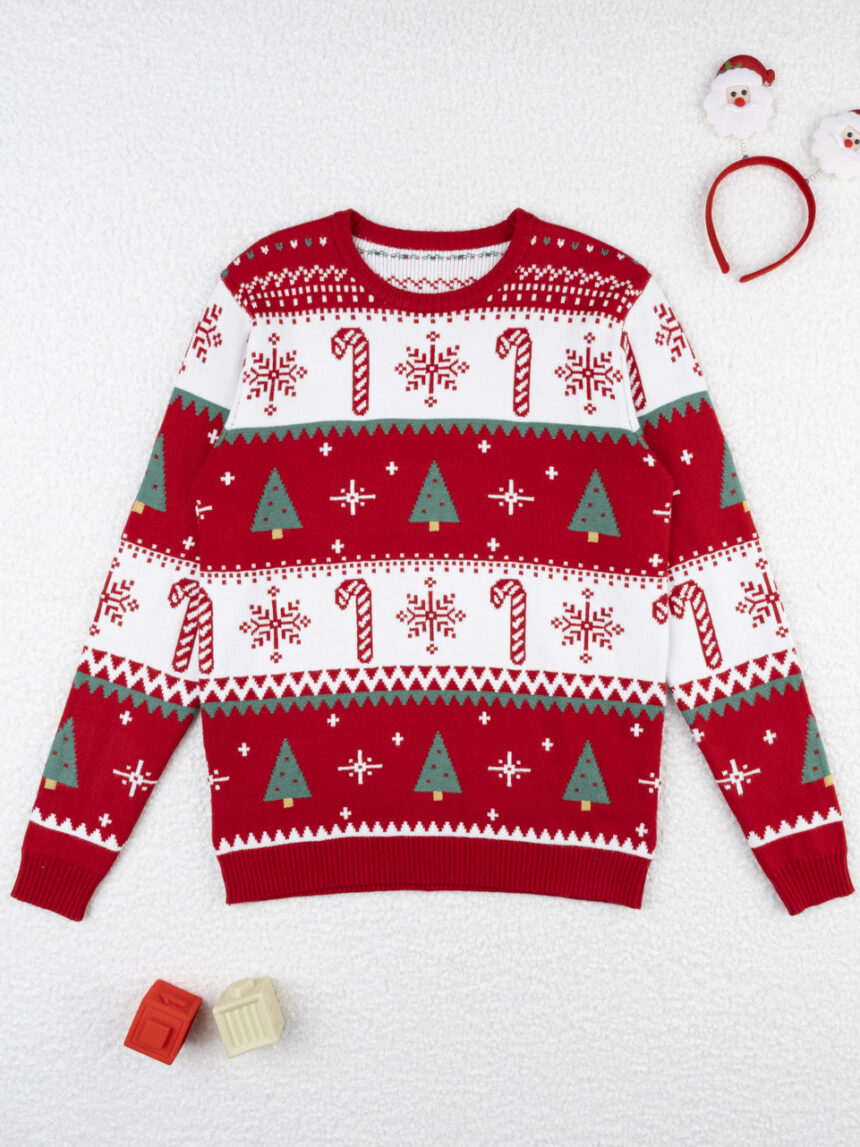 χριστουγεννιάτικο πουλόβερ κόκκινο/λευκό candy cane για τον μπαμπά - Prénatal