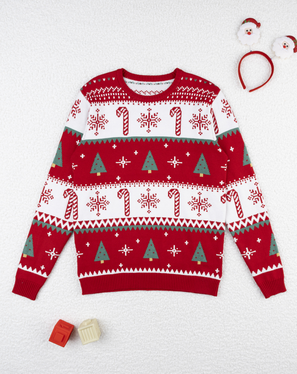 χριστουγεννιάτικο πουλόβερ κόκκινο/λευκό candy cane για τον μπαμπά