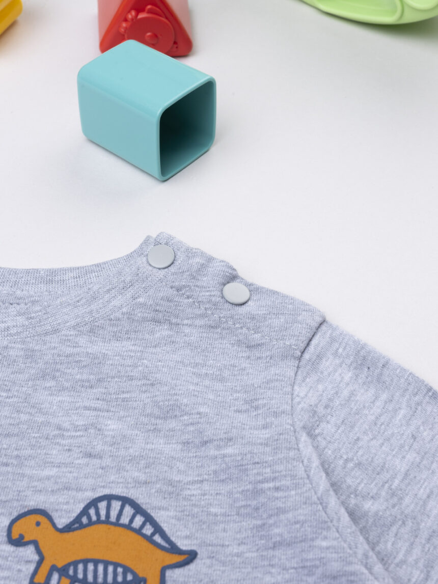 βρεφική μπλούζα γκρι με δεινόσαυρους για αγόρι - Prénatal