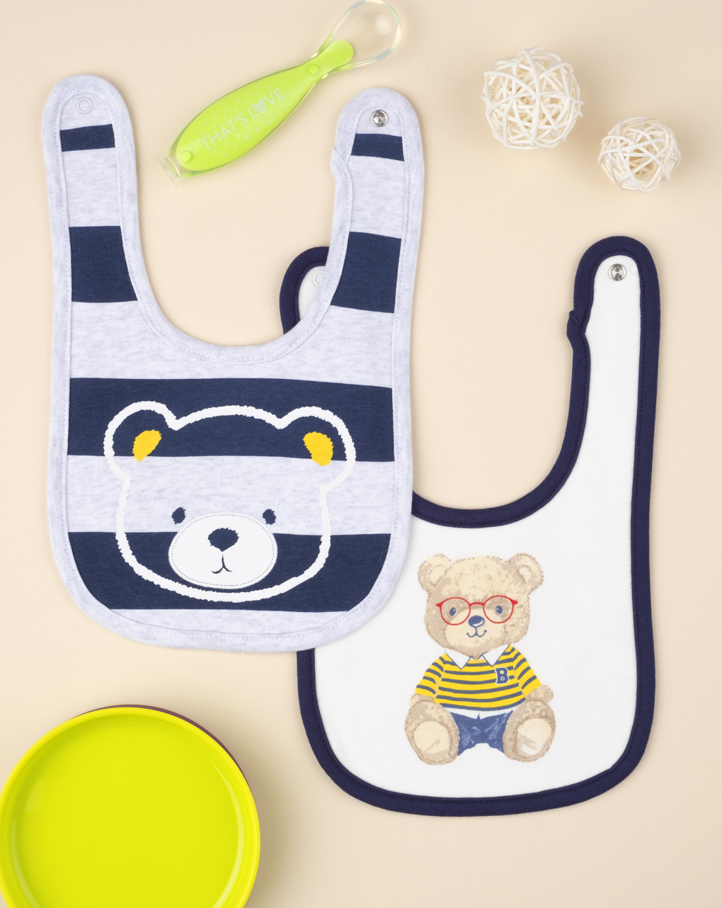 βρεφικές σαλιάρες με αρκουδάκια πακέτο x2 για αγόρι