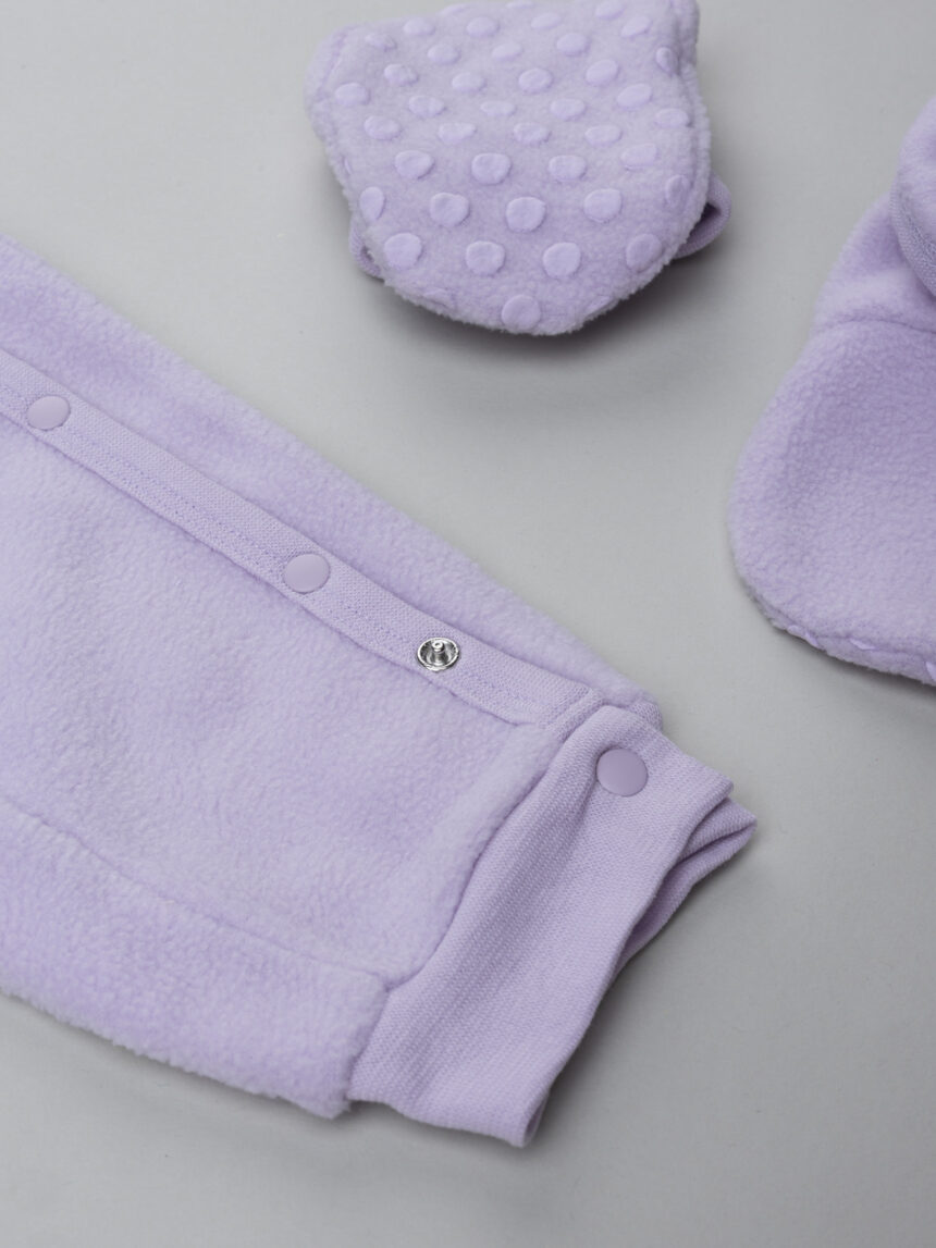 βρεφική πιτζάμα ολόσωμη fleece λιλά minnie για κορίτσι - Prénatal