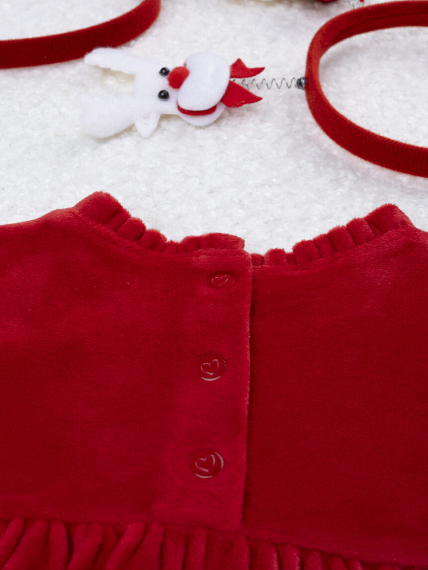 βρεφικό φόρεμα σενίλ κόκκινο classic για κορίτσι - Prénatal