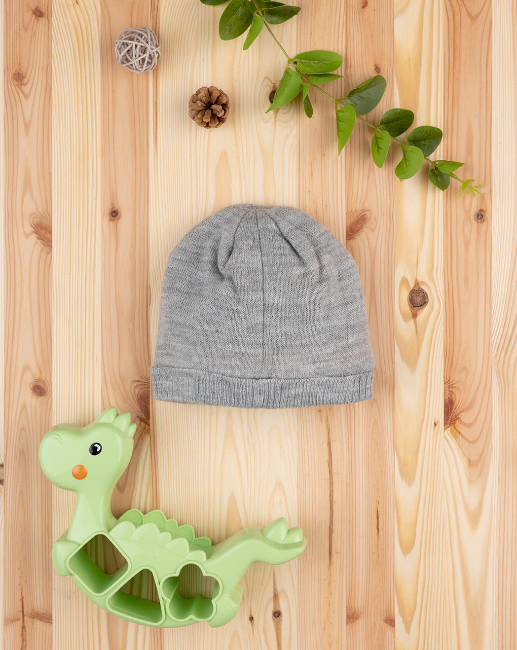 βρεφικό σκουφάκι γκρι με δεινόσαυρους για αγόρι - Prénatal