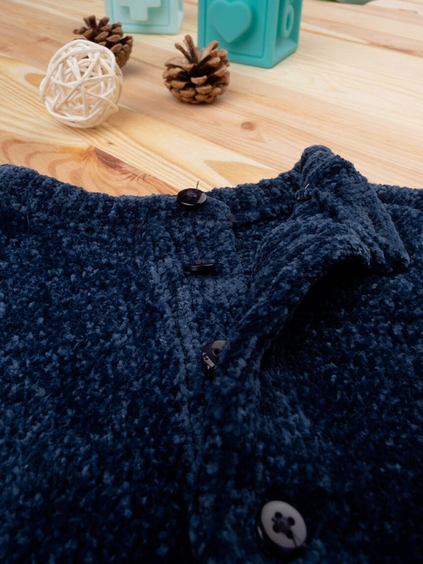 βρεφικό φορμάκι πλεκτό μπλε με αρκουδάκι για αγόρι - Prénatal