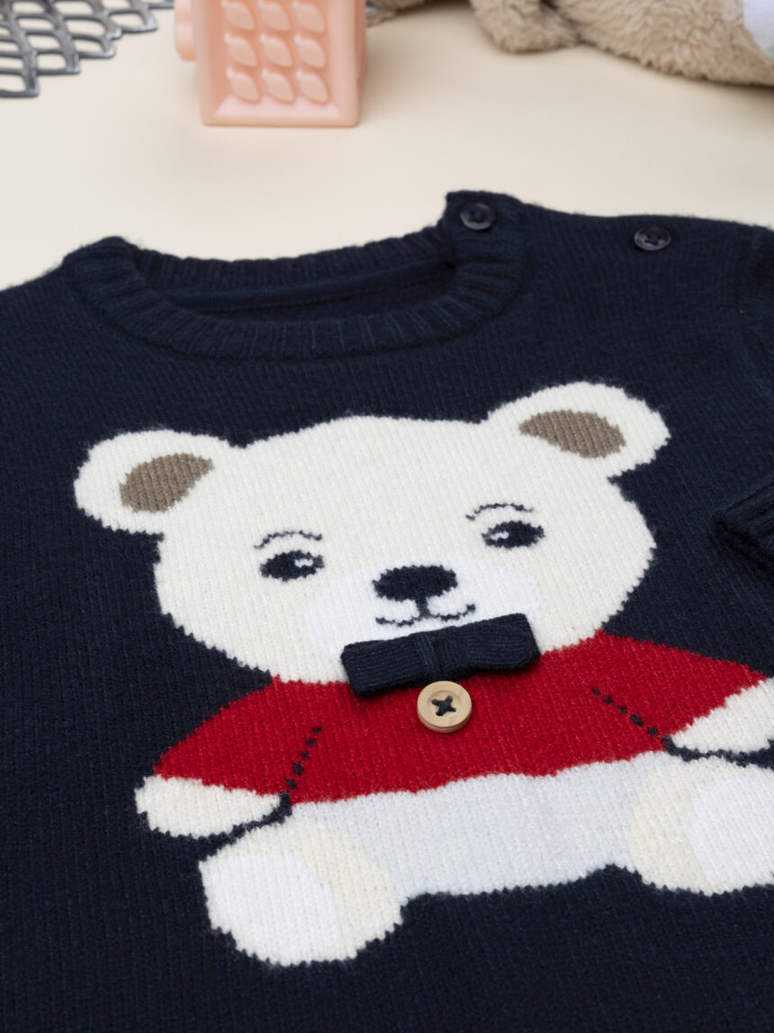 βρεφικό πουλόβερ μπλε teddy classic για αγόρι - Prénatal